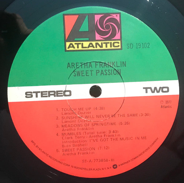 Aretha Franklin : Sweet Passion (LP, Album, RI)