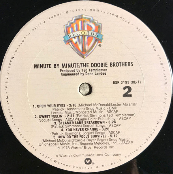 The Doobie Brothers : Minute By Minute (LP, Album, Club, Col)
