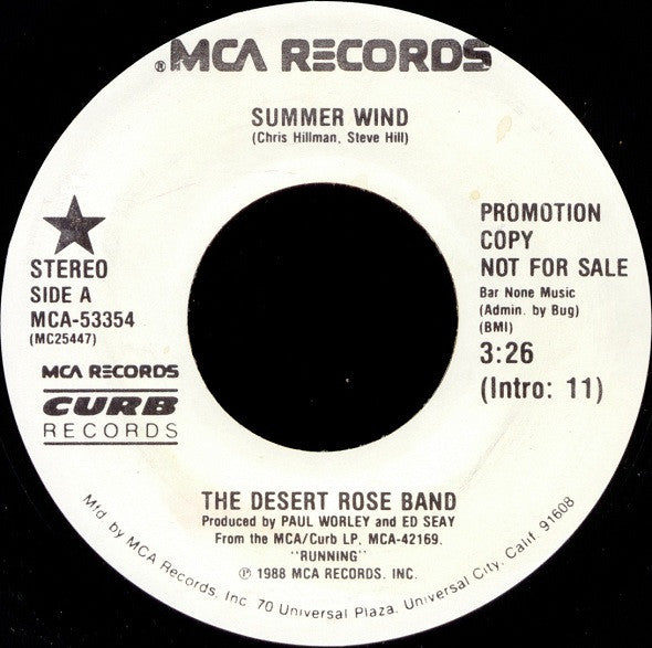 Desert Rose Band : Summer Wind (7", Promo)