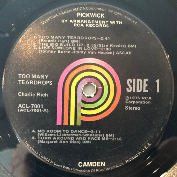 Charlie Rich : Too Many Teardrops (LP, Comp)