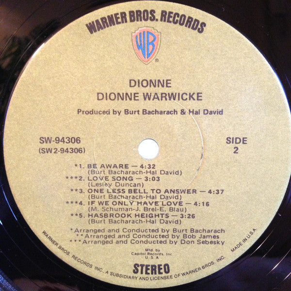 Dionne Warwicke* : Dionne (LP, Album, Club)