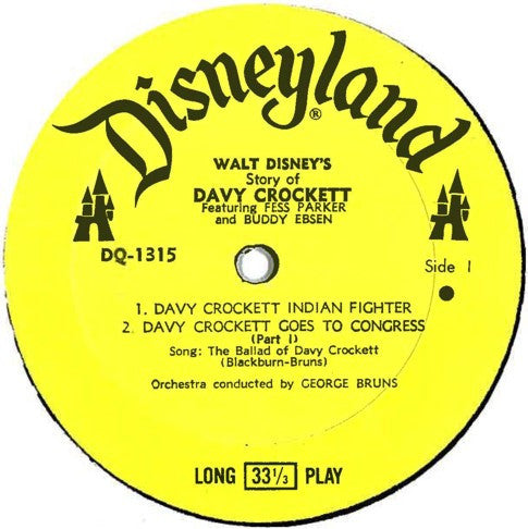 Fess Parker, Buddy Ebsen : Walt Disney's Three Adventures Of Davy Crockett (LP, Album, Mono, RE)