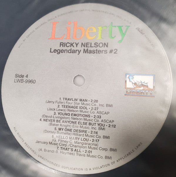 Ricky Nelson (2) : Legendary Masters Series (2xLP, Comp, Mono, RE)