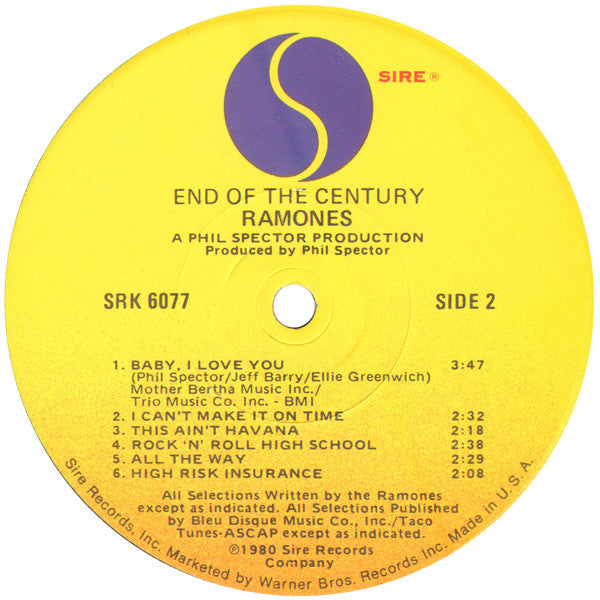 Ramones : End Of The Century (LP, Album, LA )