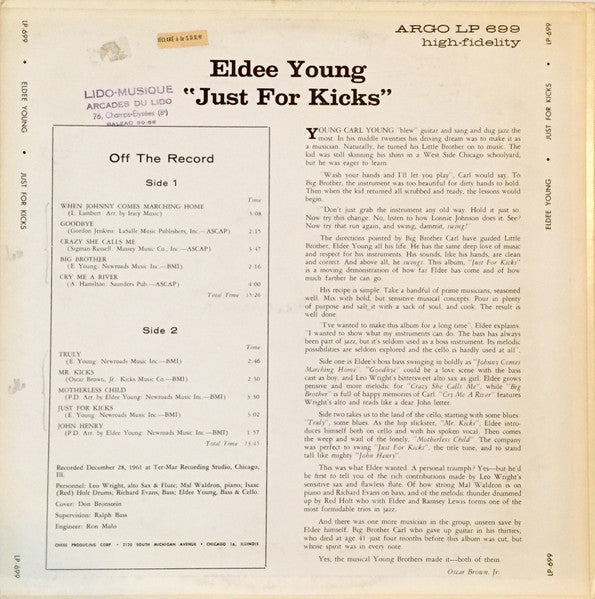 Eldee Young : Just For Kicks (LP, Album)