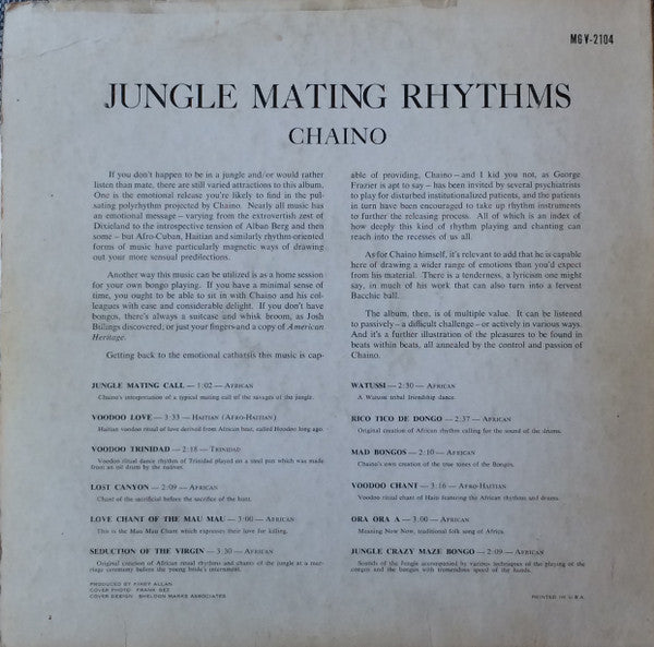 Chaino : Jungle Mating Rhythms (LP, Album, Mono)
