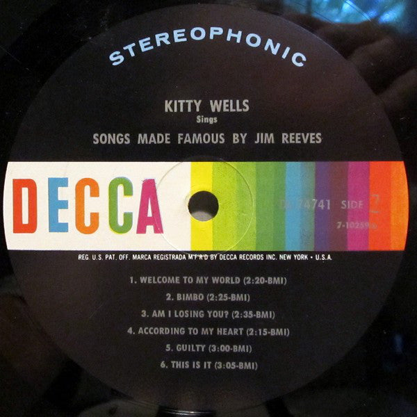 Kitty Wells : Songs Made Famous By Jim Reeves (LP, Album)