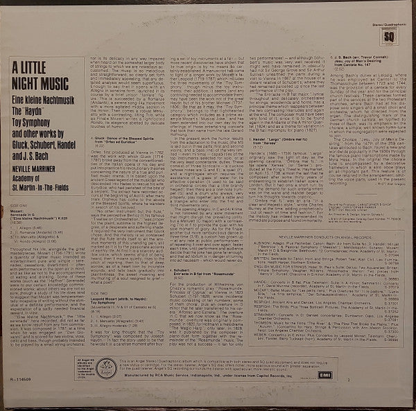 Neville Marriner*, Academy Of St. Martin-in-the-Fields* : A Little Night Music (LP, Album, Quad, Club)