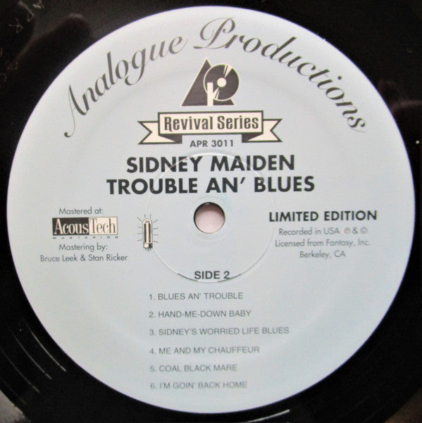 Sidney Maiden : Trouble An' Blues (LP, Album, Ltd, RE, RM)
