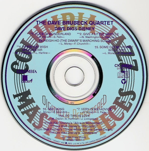 The Dave Brubeck Quartet : Dave Digs Disney (CD, Album, Mono, RE, RM)