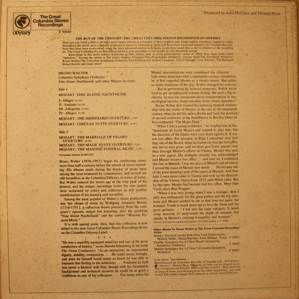 Mozart*, Bruno Walter, The Columbia Symphony Orchestra* : Eine Kleine Nachtmusik (LP, Album, RE)