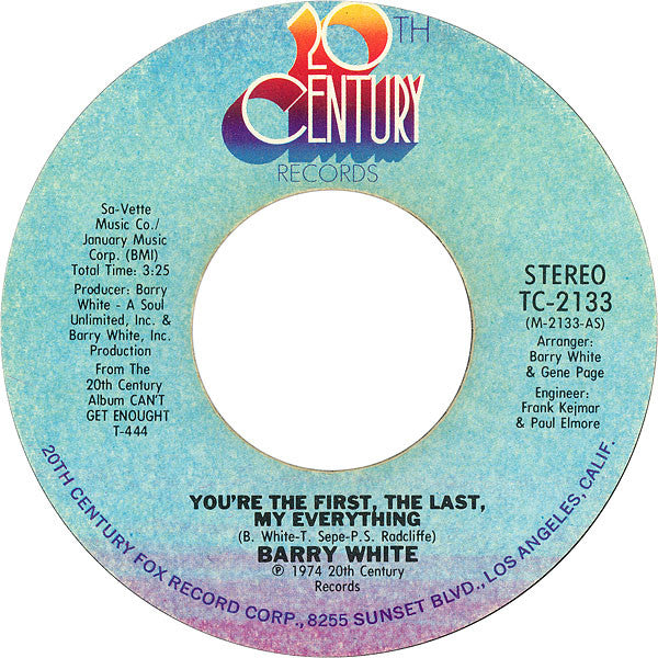 Barry White : You're The First, The Last, My Everything (7", Single, Styrene, Pit)
