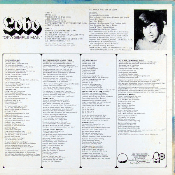 Lobo (3) : Of A Simple Man (LP, Album, Ter)