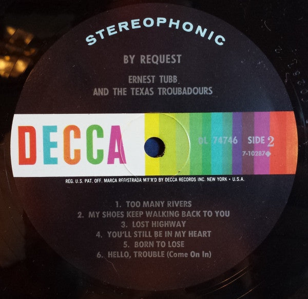 Ernest Tubb And The Texas Troubadours : By Request (LP, Album, Pin)