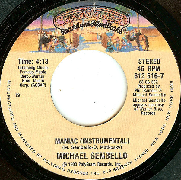 Michael Sembello : Maniac (7", Single, Styrene, 19 )