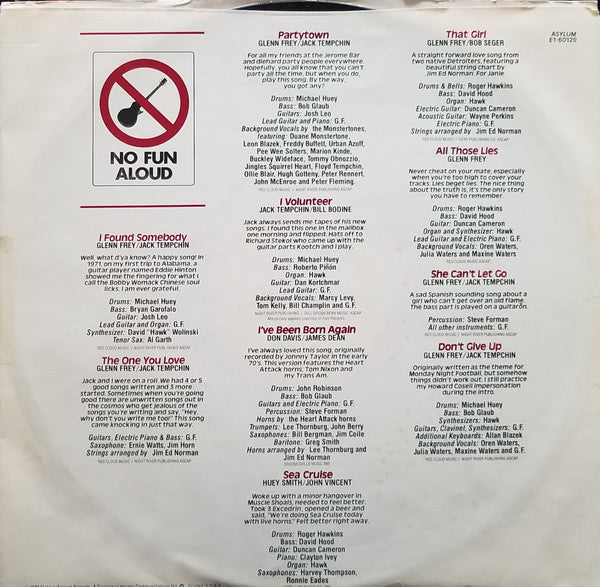 Glenn Frey : No Fun Aloud (LP, Album, Club, CH )