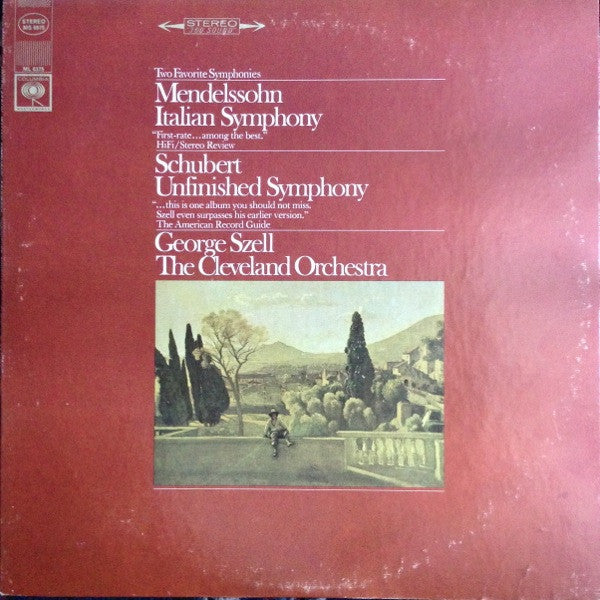 The Cleveland Orchestra : Two Favorite Symphonies · Mendelssohn Italian Symphony · Schubert Unfinished Symphony (LP)