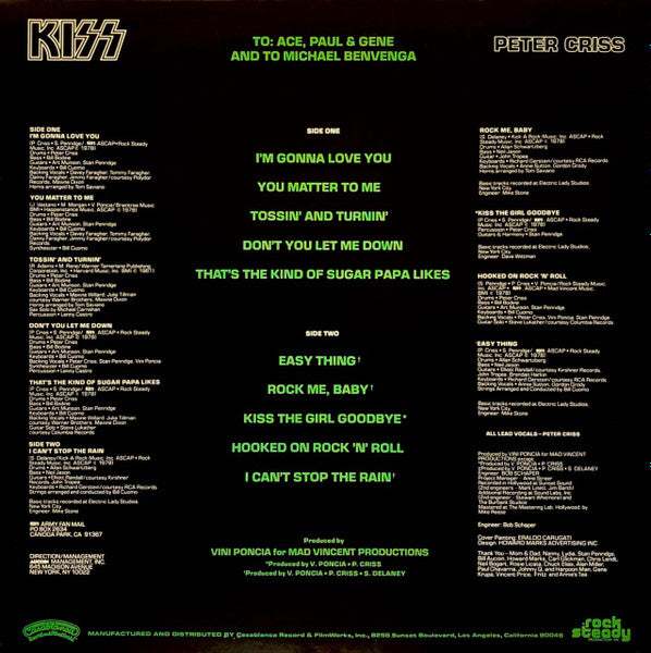 Kiss, Peter Criss : Peter Criss (LP, Album, Pic)
