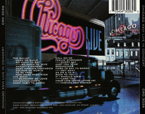 Chicago (2) : Chicago XXVI Live In Concert (CD, Album)