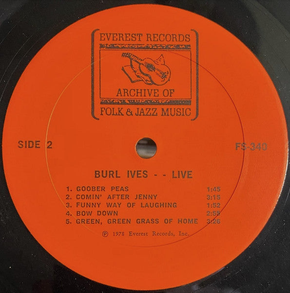 Burl Ives : Burl Ives Live (LP)