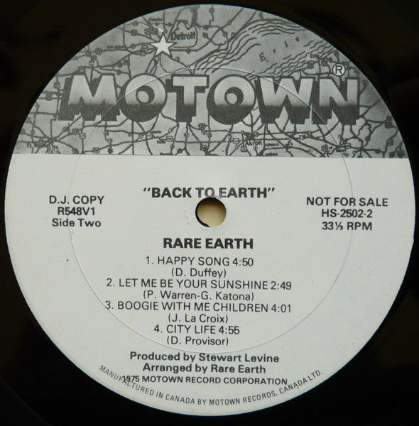 Rare Earth : Back To Earth (LP, Album, Whi)