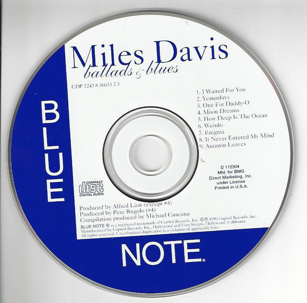 Miles Davis : Ballads & Blues (CD, Comp, Club)