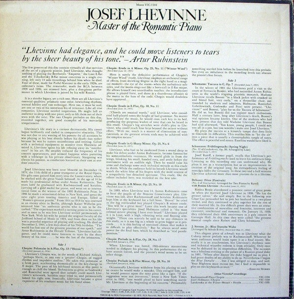 Josef Lhevinne : Master Of The Romantic Piano (LP, Mono, Ind)