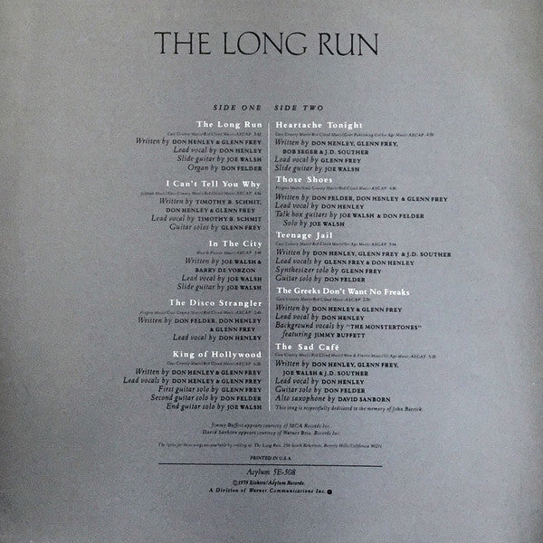 Eagles : The Long Run (LP, Album, Gat)