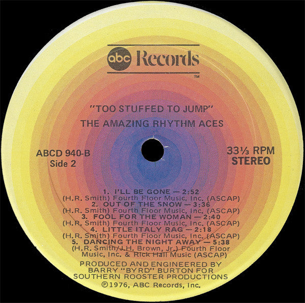 Amazing Rhythm Aces* : Too Stuffed To Jump (LP, Album)