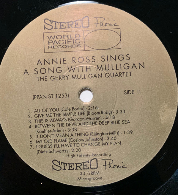 Annie Ross With The Gerry Mulligan Quartet : Sings A Song With Mulligan! (LP, Ltd, RE, 180)