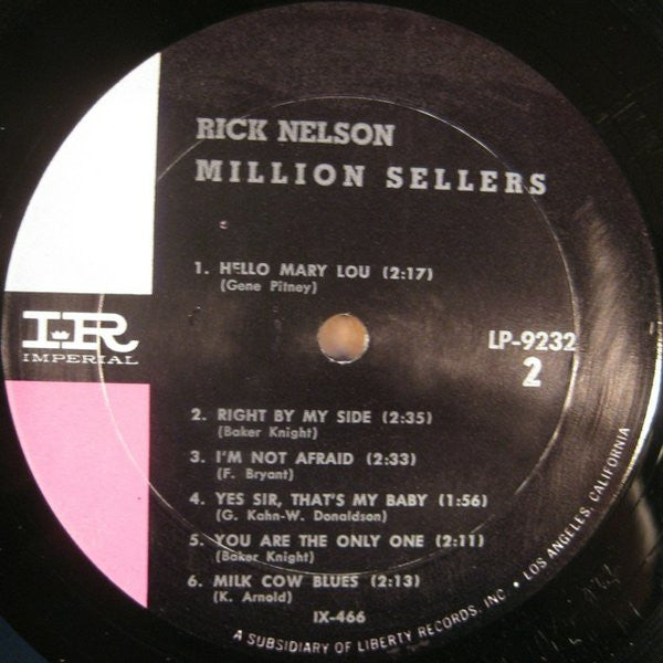 Rick Nelson* : Million Sellers (LP, Comp, Mono)