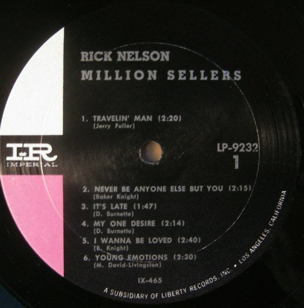 Rick Nelson* : Million Sellers (LP, Comp, Mono)