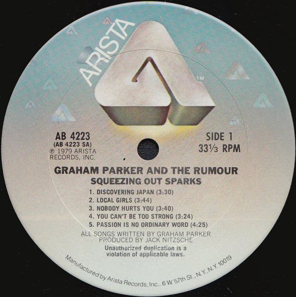 Graham Parker And The Rumour : Squeezing Out Sparks (LP, Album, San)
