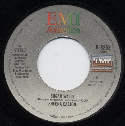 Sheena Easton : Sugar Walls (7", Single, Jac)