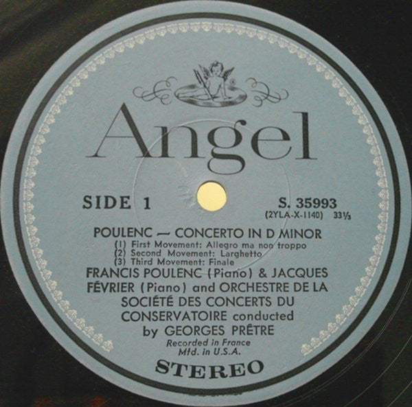 Francis Poulenc ‧ Aimée Van De Wiele ‧ Jacques Février ‧ Orchestre De La Société Des Concerts Du Conservatoire ‧ Georges Prêtre : Concert Champêtre For Harpsichord And Orchestra / Concerto In D Minor For Two Pianos And Orchestra (LP)