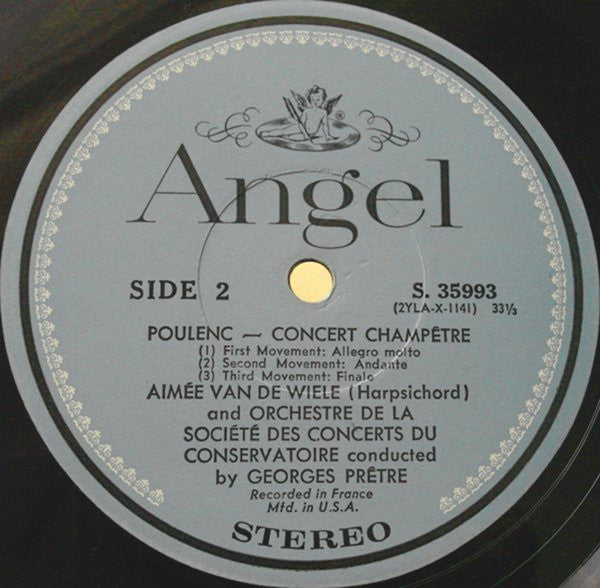 Francis Poulenc ‧ Aimée Van De Wiele ‧ Jacques Février ‧ Orchestre De La Société Des Concerts Du Conservatoire ‧ Georges Prêtre : Concert Champêtre For Harpsichord And Orchestra / Concerto In D Minor For Two Pianos And Orchestra (LP)