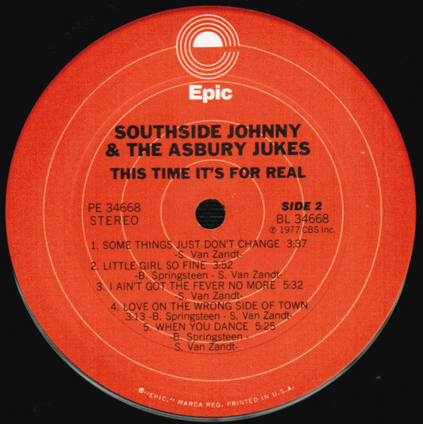 Southside Johnny And The Asbury Jukes* : This Time It's For Real (LP, Album, Pit)