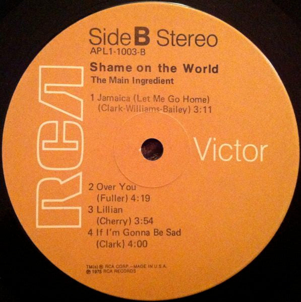 The Main Ingredient : Shame On The World (LP, Album)