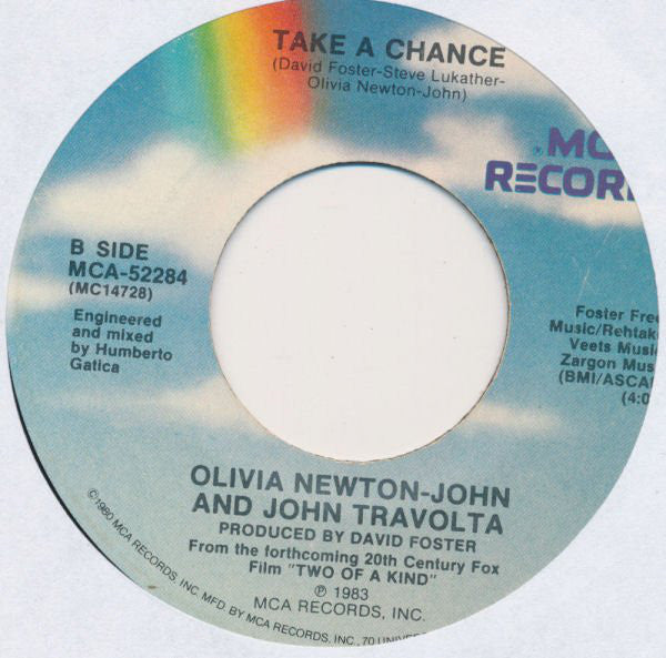 Olivia Newton-John : Twist Of Fate / Take A Chance (7", Pin)