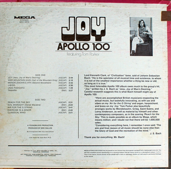 Apollo 100 Featuring Tom Parker : Joy (LP, Album)