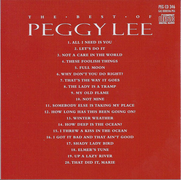 Peggy Lee : The Best Of Peggy Lee (CD, Comp)