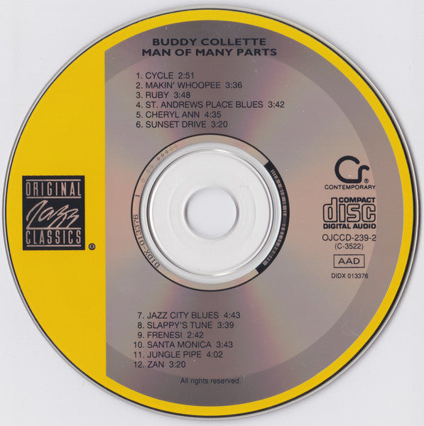 Buddy Collette : Man Of Many Parts (CD, Album, RE, RM)