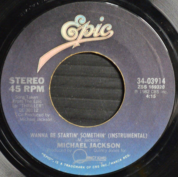 Michael Jackson : Wanna Be Startin' Somethin' (7", Single, Car)