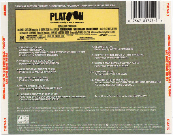 Various : Platoon (Original Motion Picture Soundtrack And Songs From The Era) (CD, Album, Comp)