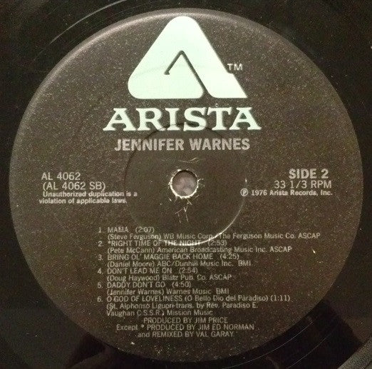 Jennifer Warnes : Jennifer Warnes (LP, Album, PRC)
