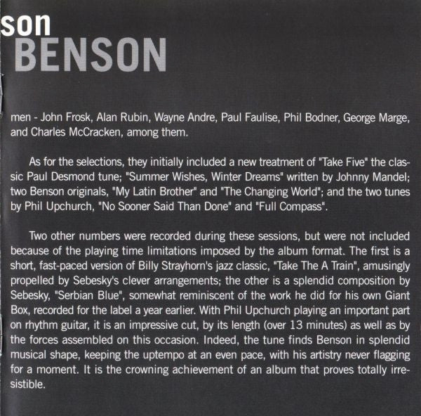 George Benson : Bad Benson (CD, Album, RE, RM)