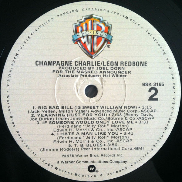 Leon Redbone : Champagne Charlie (LP, Album, RE, RP, Los)