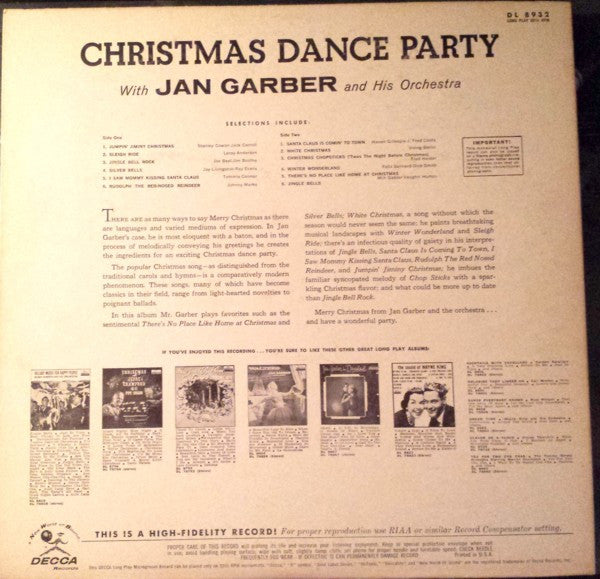 Jan Garber And His Orchestra : Christmas Dance Party (LP, Album, Mono)