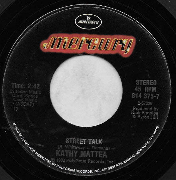 Kathy Mattea : Street Talk / Heartbeat (7", Single, Styrene)