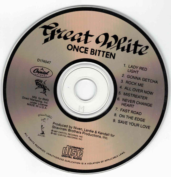 Great White : Once Bitten (CD, Album, Club)